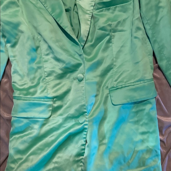 Ronny Kobo Alex Blazer Jacket NWT Size Medium Green Satin Oversized $429 - Picture 6 of 9